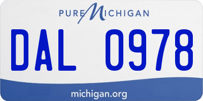 MI license plate DAL0978