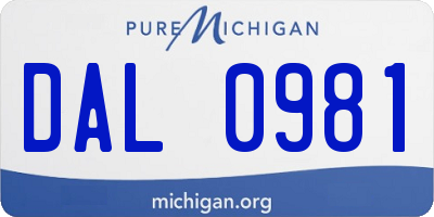 MI license plate DAL0981