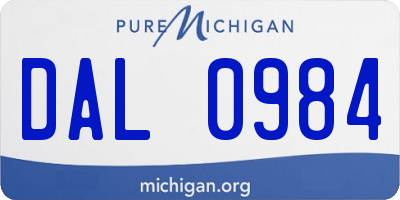 MI license plate DAL0984