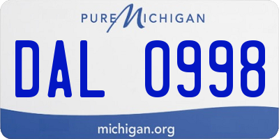 MI license plate DAL0998
