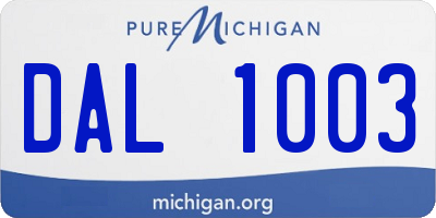 MI license plate DAL1003