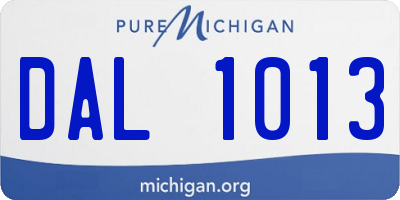 MI license plate DAL1013