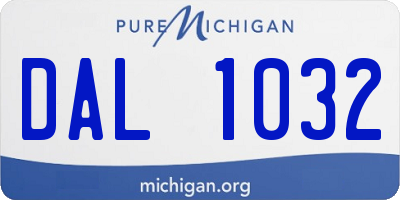 MI license plate DAL1032