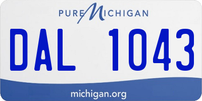 MI license plate DAL1043