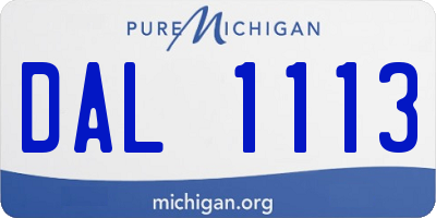 MI license plate DAL1113