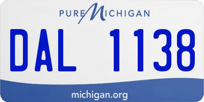 MI license plate DAL1138