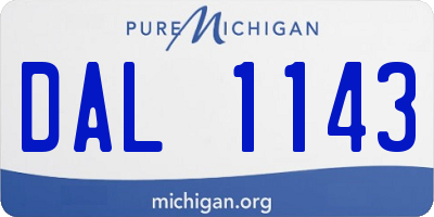 MI license plate DAL1143