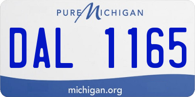 MI license plate DAL1165