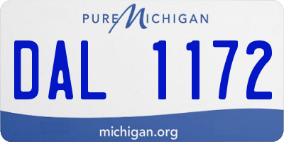 MI license plate DAL1172