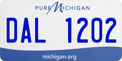 MI license plate DAL1202