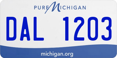 MI license plate DAL1203