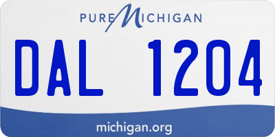 MI license plate DAL1204