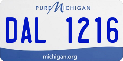 MI license plate DAL1216