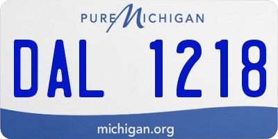 MI license plate DAL1218