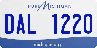 MI license plate DAL1220