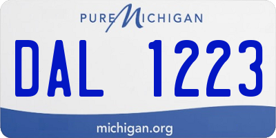 MI license plate DAL1223