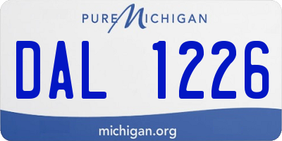 MI license plate DAL1226