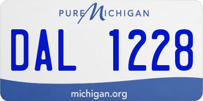 MI license plate DAL1228