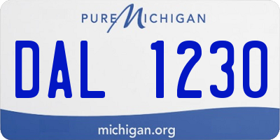 MI license plate DAL1230