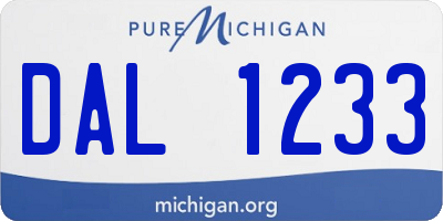 MI license plate DAL1233