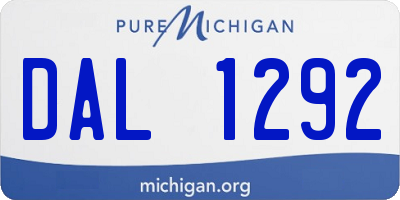 MI license plate DAL1292