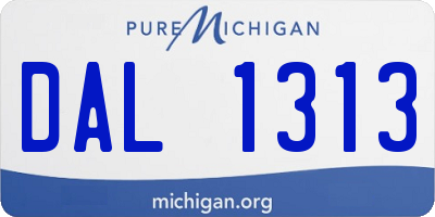 MI license plate DAL1313