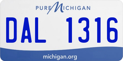 MI license plate DAL1316