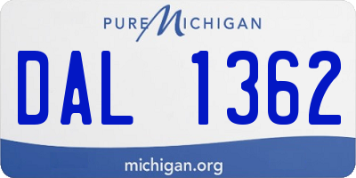 MI license plate DAL1362