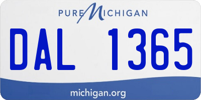 MI license plate DAL1365