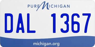 MI license plate DAL1367