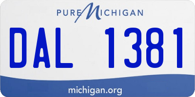 MI license plate DAL1381
