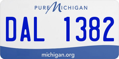 MI license plate DAL1382