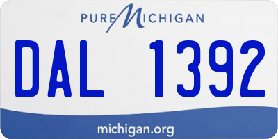 MI license plate DAL1392