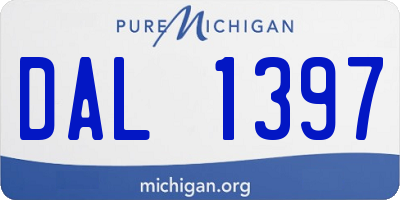 MI license plate DAL1397