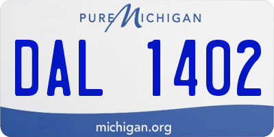 MI license plate DAL1402
