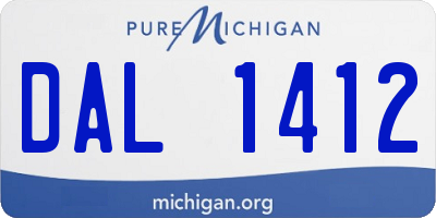 MI license plate DAL1412