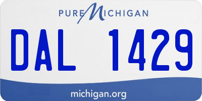 MI license plate DAL1429