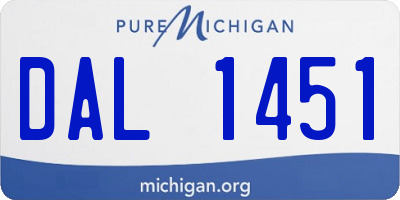 MI license plate DAL1451