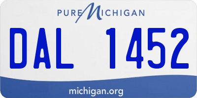 MI license plate DAL1452