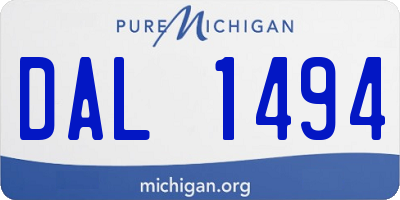 MI license plate DAL1494