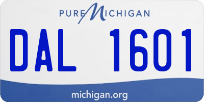 MI license plate DAL1601