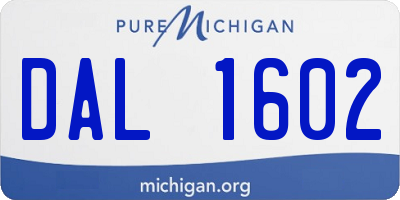 MI license plate DAL1602