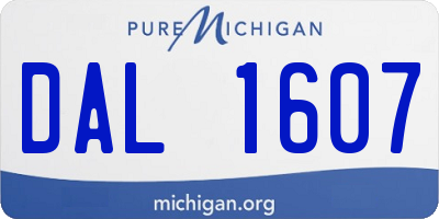 MI license plate DAL1607