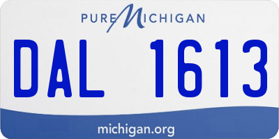 MI license plate DAL1613