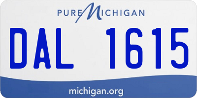 MI license plate DAL1615