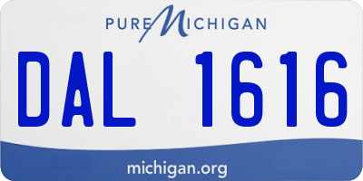 MI license plate DAL1616