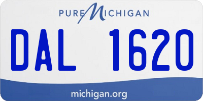 MI license plate DAL1620