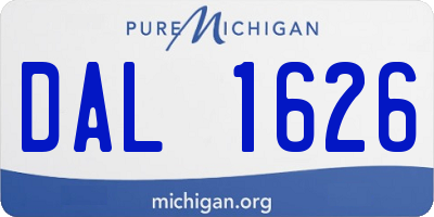 MI license plate DAL1626