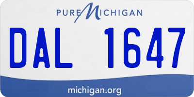MI license plate DAL1647