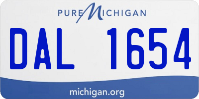 MI license plate DAL1654